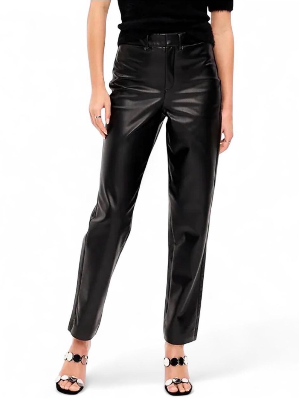 Old Navy Pants Sz 18 Black Faux Leather Straight-Leg High Waist Special Events